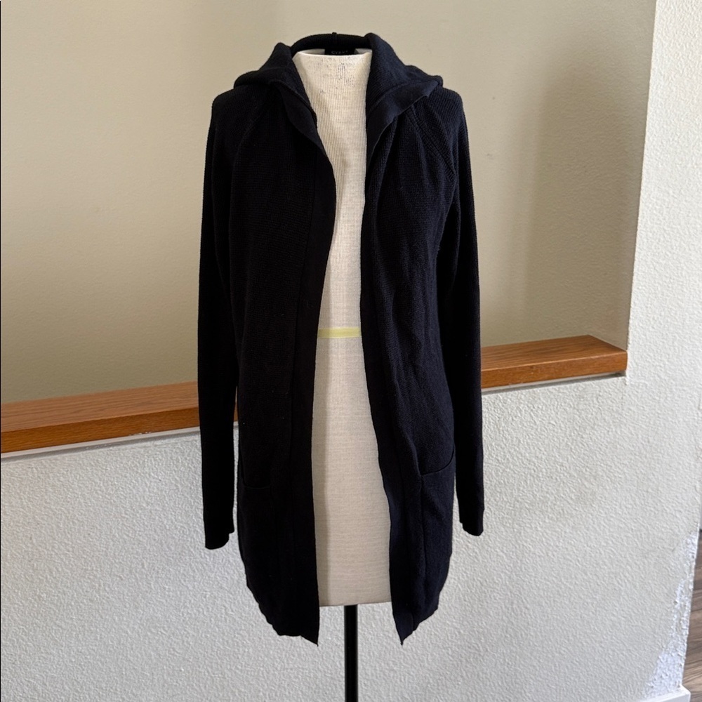 Cyrus black hooded open cardigan sweater Knitwear